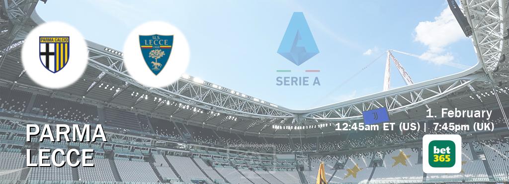 You can watch game live between Parma and Lecce on bet365(UK).