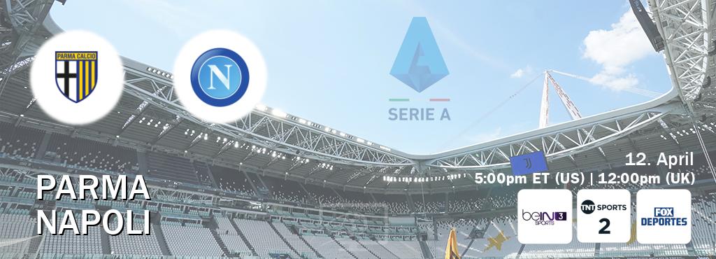 You can watch game live between Parma and Napoli on beIN SPORTS 3(AU), TNT Sports 2(UK), Fox Deportes(US).
