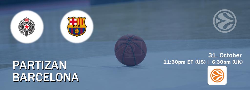 You can watch game live between Partizan and Barcelona on EuroLeague TV. You can watch game live between Partizan and Barcelona on EuroLeague TV.
