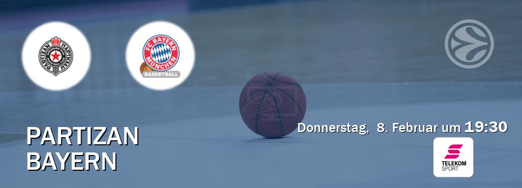 Das Spiel zwischen Partizan und Bayern wird am Donnerstag,  8. Februar um  19:30, live vom Magenta Sport übertragen.