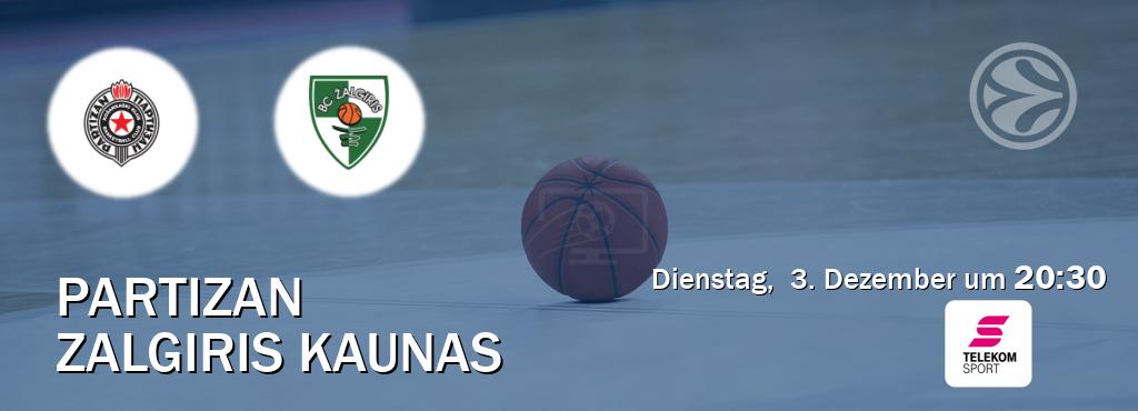 Das Spiel zwischen Partizan und Zalgiris Kaunas wird am Dienstag,  3. Dezember um  20:30, live vom Magenta Sport übertragen.