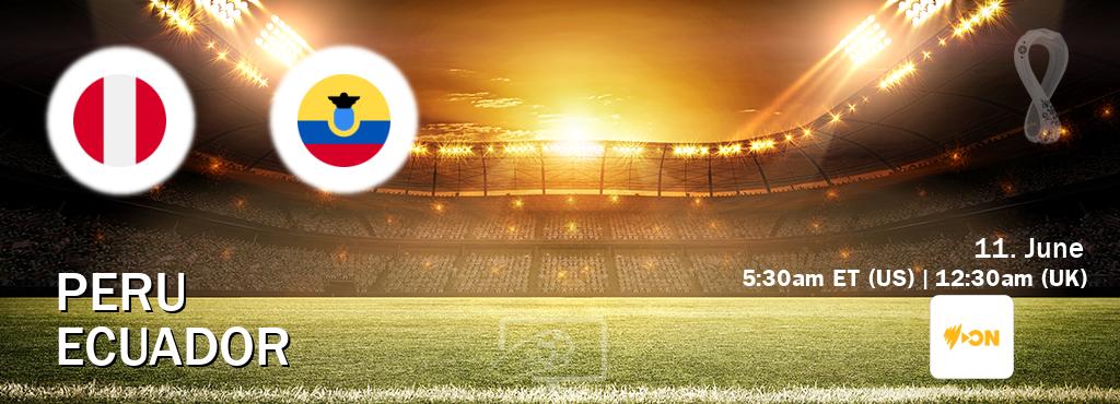 You can watch game live between Peru and Ecuador on SBS On Demand(AU). You can watch game live between Peru and Ecuador on SBS On Demand(AU).