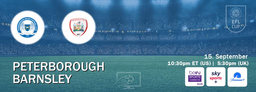 You can watch game live between Peterborough and Barnsley on beIN Sports Connect(AU), Sky Sports+(UK), Paramount+(US). You can watch game live between Peterborough and Barnsley on beIN Sports Connect(AU), Sky Sports+(UK), Paramount+(US).