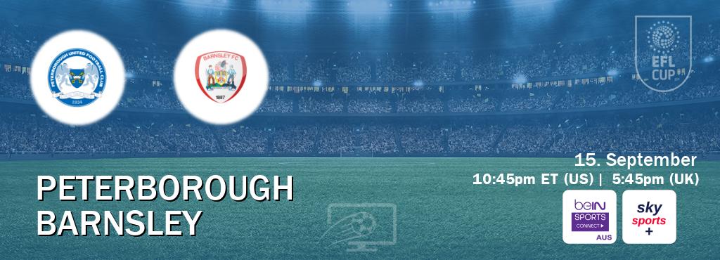 You can watch game live between Peterborough and Barnsley on beIN Sports Connect(AU) and Sky Sports+(UK). You can watch game live between Peterborough and Barnsley on beIN Sports Connect(AU) and Sky Sports+(UK).