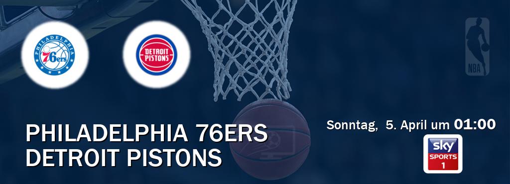 Das Spiel zwischen Philadelphia 76ers und Detroit Pistons wird am Sonntag,  5. April um  01:00, live vom Sky Sport 1 übertragen.