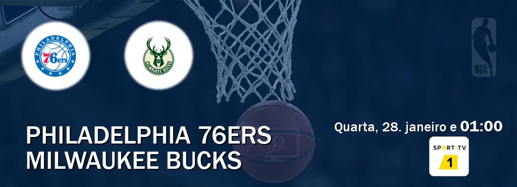 Jogo entre Philadelphia 76ers e Milwaukee Bucks tem emissão Sport TV 1 (quarta, 28. janeiro e  01:00).
