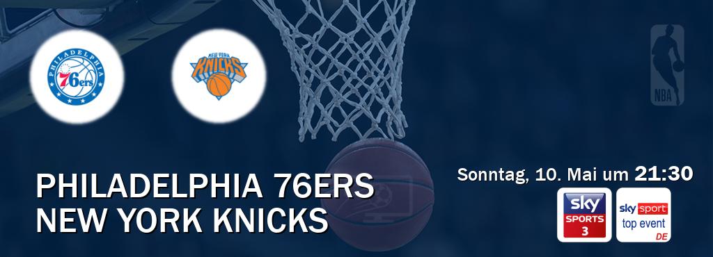 Das Spiel zwischen Philadelphia 76ers und New York Knicks wird am Sonntag, 10. Mai um  21:30, live vom Sky Sport 3 und Sky Sport Top Event übertragen.