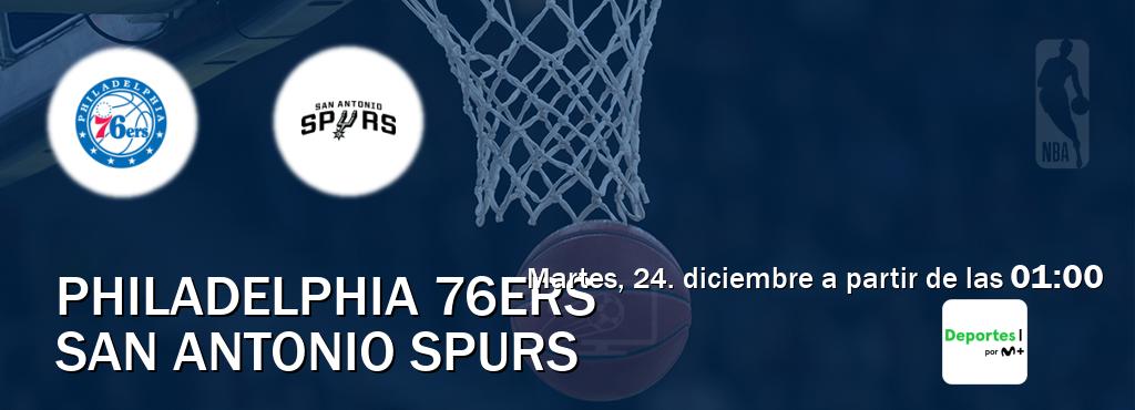 El partido entre Philadelphia 76ers y San Antonio Spurs será retransmitido por Movistar Deportes (martes, 24. diciembre a partir de las  01:00).