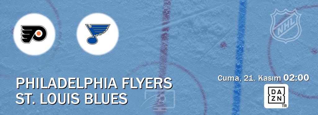 Karşılaşma Philadelphia Flyers - St. Louis Blues DAZN'den canlı yayınlanacak (Cuma, 21. Kasım 02:00). Karşılaşma Philadelphia Flyers - St. Louis Blues DAZN'den canlı yayınlanacak (Cuma, 21. Kasım 02:00).