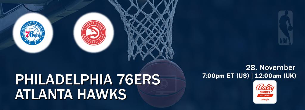 You can watch game live between Philadelphia 76ers and Atlanta Hawks on Bally Sports Georgia.