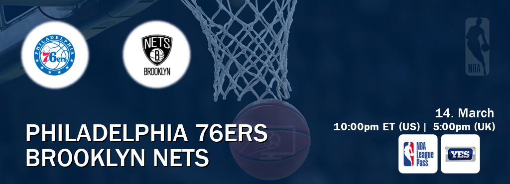 You can watch game live between Philadelphia 76ers and Brooklyn Nets on NBA League Pass and YES(US).