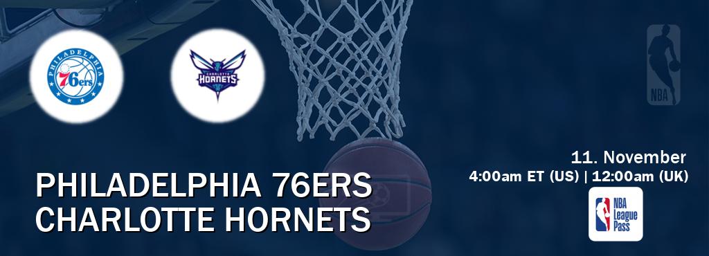 You can watch game live between Philadelphia 76ers and Charlotte Hornets on NBA League Pass.