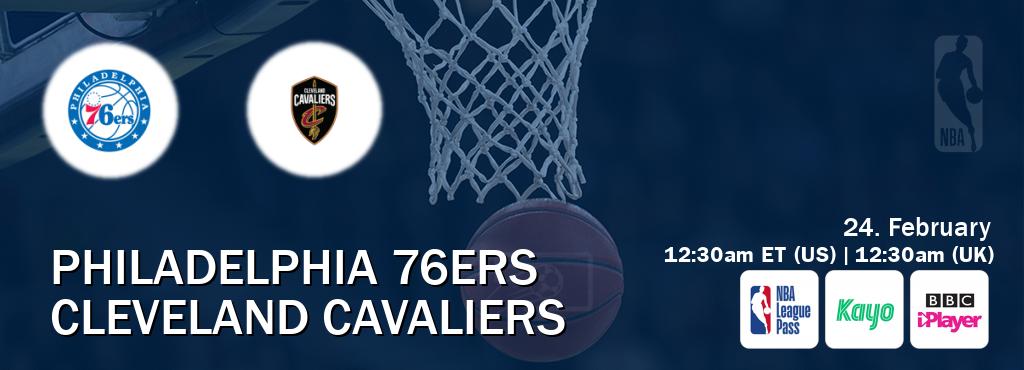 You can watch game live between Philadelphia 76ers and Cleveland Cavaliers on NBA League Pass, Kayo Sports(AU), BBC iPlayer(UK).