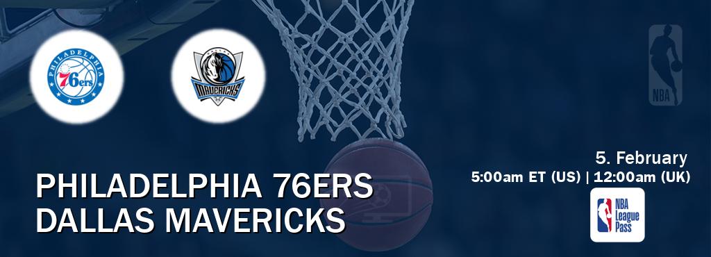 You can watch game live between Philadelphia 76ers and Dallas Mavericks on NBA League Pass.