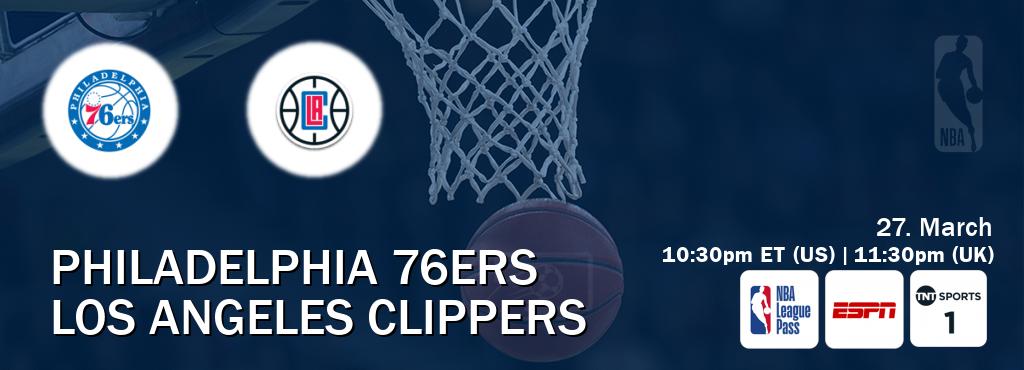 You can watch game live between Philadelphia 76ers and Los Angeles Clippers on NBA League Pass, ESPN(AU), TNT Sports 1(UK).