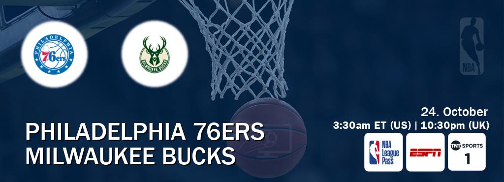 You can watch game live between Philadelphia 76ers and Milwaukee Bucks on NBA League Pass, ESPN(AU), TNT Sports 1(UK).