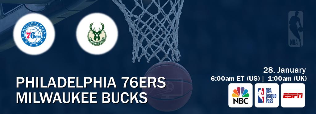 You can watch game live between Philadelphia 76ers and Milwaukee Bucks on NBC(US), NBA League Pass, ESPN(AU). You can watch game live between Philadelphia 76ers and Milwaukee Bucks on NBC(US), NBA League Pass, ESPN(AU).