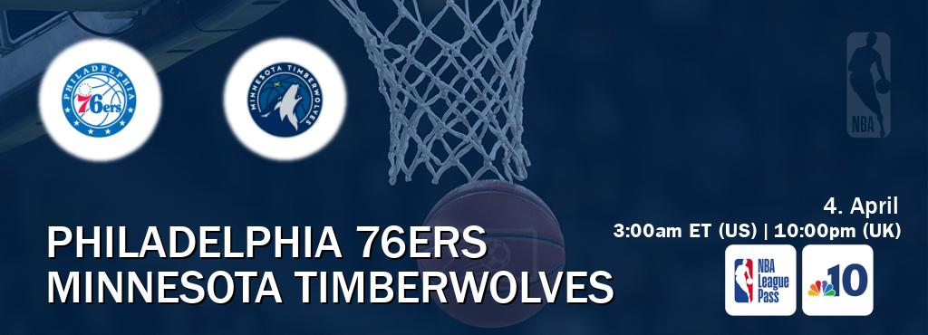 You can watch game live between Philadelphia 76ers and Minnesota Timberwolves on NBA League Pass and WCAU TV(US).