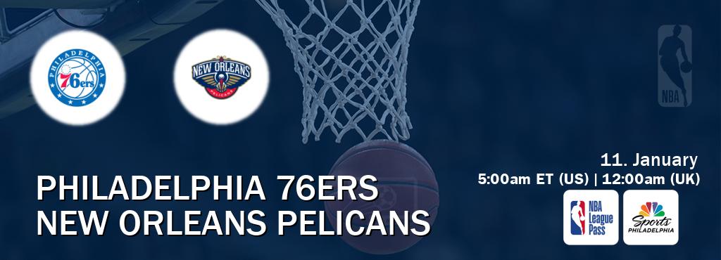 You can watch game live between Philadelphia 76ers and New Orleans Pelicans on NBA League Pass and NBCS Philadelphia(US).