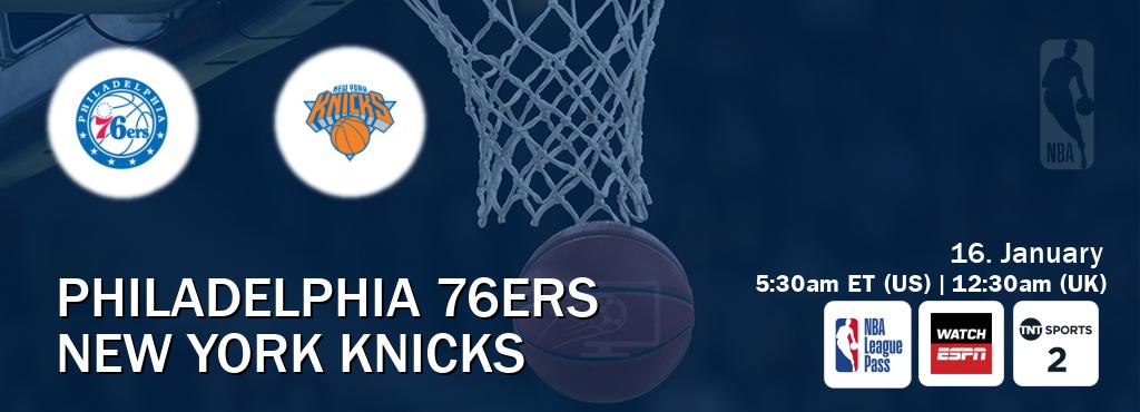 You can watch game live between Philadelphia 76ers and New York Knicks on NBA League Pass, WatchESPN(AU), TNT Sports 2(UK).