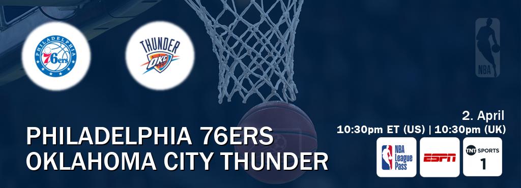 You can watch game live between Philadelphia 76ers and Oklahoma City Thunder on NBA League Pass, ESPN(AU), TNT Sports 1(UK).