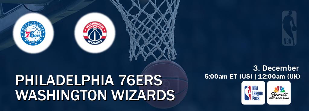 You can watch game live between Philadelphia 76ers and Washington Wizards on NBA League Pass and NBCS Philadelphia(US).
