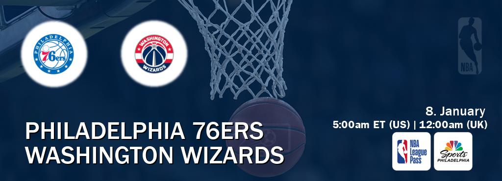 You can watch game live between Philadelphia 76ers and Washington Wizards on NBA League Pass and NBCS Philadelphia(US). You can watch game live between Philadelphia 76ers and Washington Wizards on NBA League Pass and NBCS Philadelphia(US).