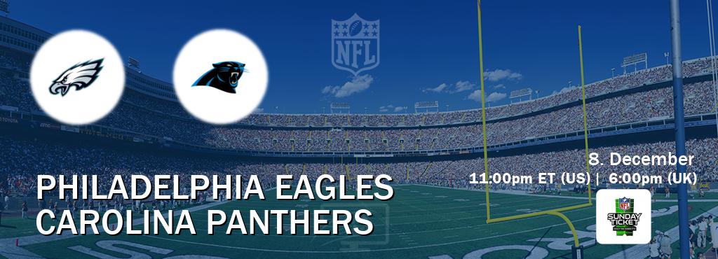 You can watch game live between Philadelphia Eagles and Carolina Panthers on NFL Sunday Ticket(US).