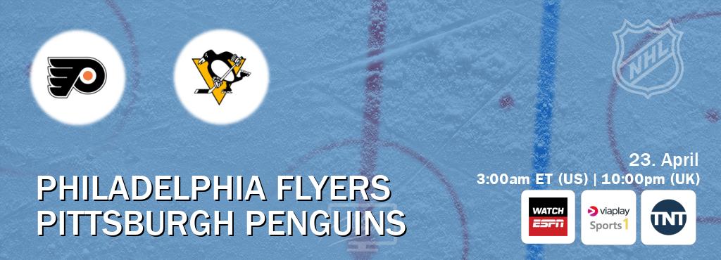 You can watch game live between Philadelphia Flyers and Pittsburgh Penguins on WatchESPN(AU), Viaplay Sports 1(UK), TNT(US).