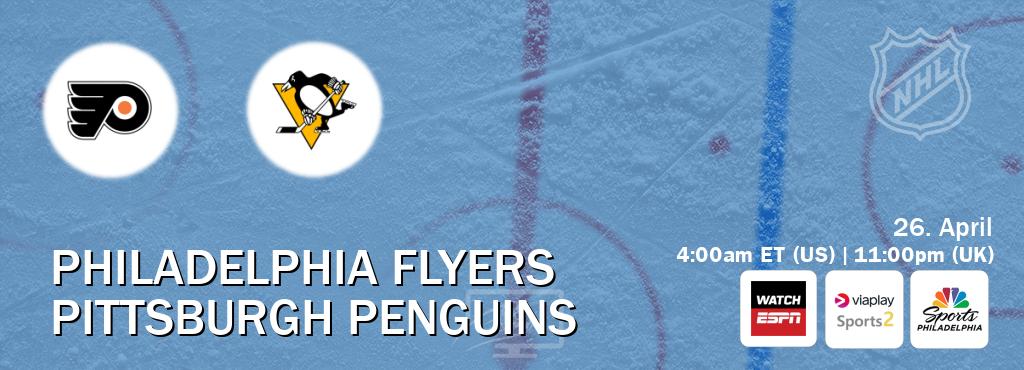 You can watch game live between Philadelphia Flyers and Pittsburgh Penguins on WatchESPN(AU), Viaplay Sports 2(UK), NBCS Philadelphia(US).