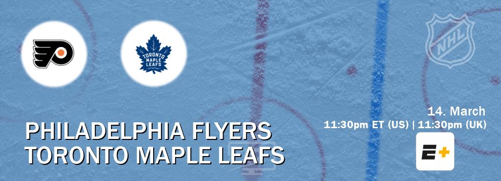 You can watch game live between Philadelphia Flyers and Toronto Maple Leafs on ESPN+(US).