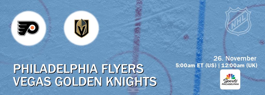 You can watch game live between Philadelphia Flyers and Vegas Golden Knights on NBCS Philadelphia(US).