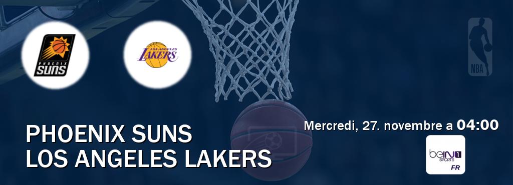 Match entre Phoenix Suns et Los Angeles Lakers en direct à la beIN Sports 1 (mercredi, 27. novembre a  04:00).