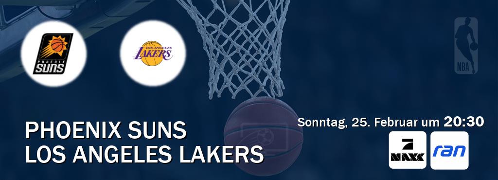Das Spiel zwischen Phoenix Suns und Los Angeles Lakers wird am Sonntag, 25. Februar um  20:30, live vom ProSieben MAXX und RAN.de übertragen.