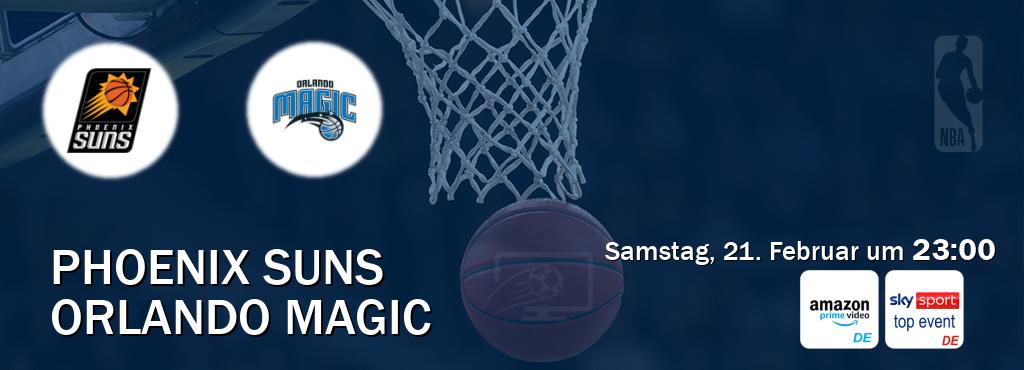 Das Spiel zwischen Phoenix Suns und Orlando Magic wird am Samstag, 21. Februar um 23:00, live vom Amazon Prime DE und Sky Sport Top Event übertragen. Das Spiel zwischen Phoenix Suns und Orlando Magic wird am Samstag, 21. Februar um 23:00, live vom Amazon Prime DE und Sky Sport Top Event übertragen.