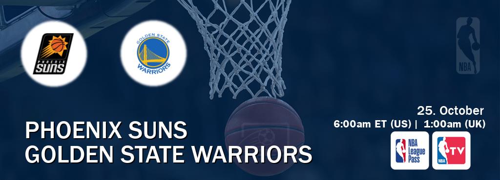 You can watch game live between Phoenix Suns and Golden State Warriors on NBA League Pass and NBA TV(US). You can watch game live between Phoenix Suns and Golden State Warriors on NBA League Pass and NBA TV(US).