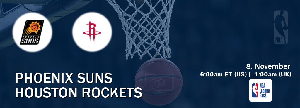 You can watch game live between Phoenix Suns and Houston Rockets on NBA League Pass. You can watch game live between Phoenix Suns and Houston Rockets on NBA League Pass.