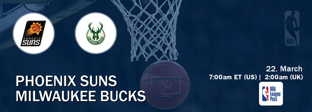 You can watch game live between Phoenix Suns and Milwaukee Bucks on NBA League Pass.