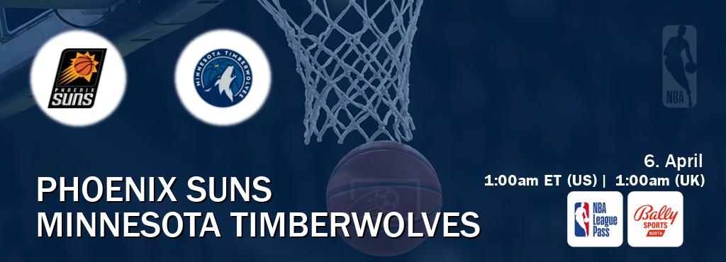 You can watch game live between Phoenix Suns and Minnesota Timberwolves on NBA League Pass and Bally Sports North(US).