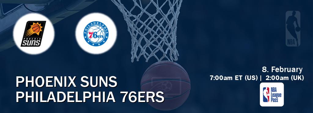 You can watch game live between Phoenix Suns and Philadelphia 76ers on NBA League Pass.