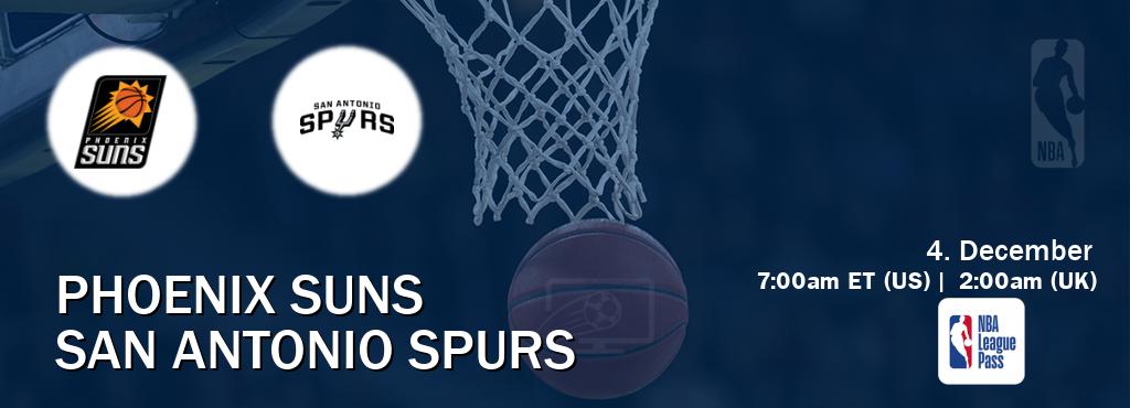 You can watch game live between Phoenix Suns and San Antonio Spurs on NBA League Pass.