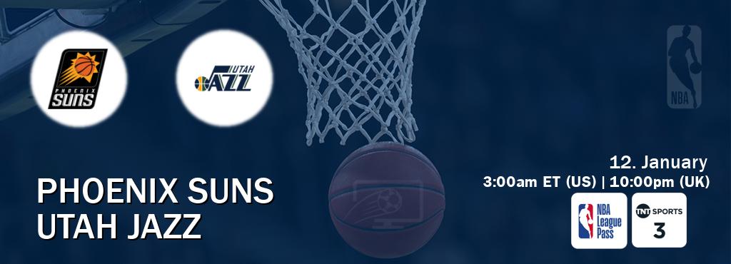 You can watch game live between Phoenix Suns and Utah Jazz on NBA League Pass and TNT Sports 3(UK).