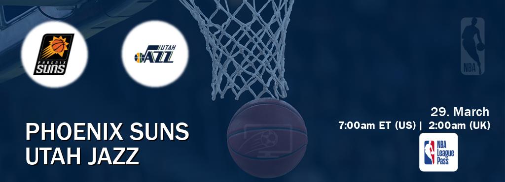 You can watch game live between Phoenix Suns and Utah Jazz on NBA League Pass.
