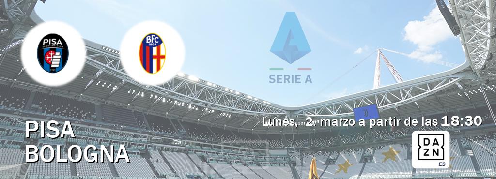 El partido entre Pisa y Bologna será retransmitido por DAZN España (lunes,  2. marzo a partir de las  18:30).
