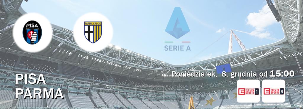 Gra między Pisa i Parma transmisja na żywo w Eleven Sport 1 i Eleven Sports 4 (poniedziałek, 8. grudnia od 15:00). Gra między Pisa i Parma transmisja na żywo w Eleven Sport 1 i Eleven Sports 4 (poniedziałek, 8. grudnia od 15:00).