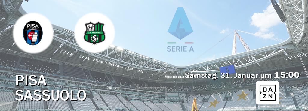 Das Spiel zwischen Pisa und Sassuolo wird am Samstag, 31. Januar um  15:00, live vom DAZN übertragen.