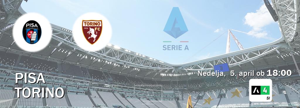 Prenos tekme med Pisa in Torino v živo na Arena Sport 4 (nedelja,  5. april ob  18:00 uri).
