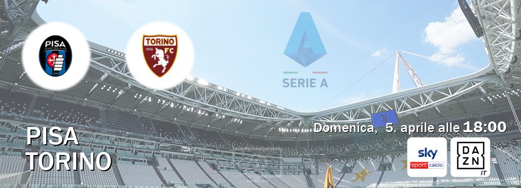 Il match Pisa - Torino sarà trasmesso in diretta TV su Sky Sport Calcio e DAZN Italia (ore 18:00)