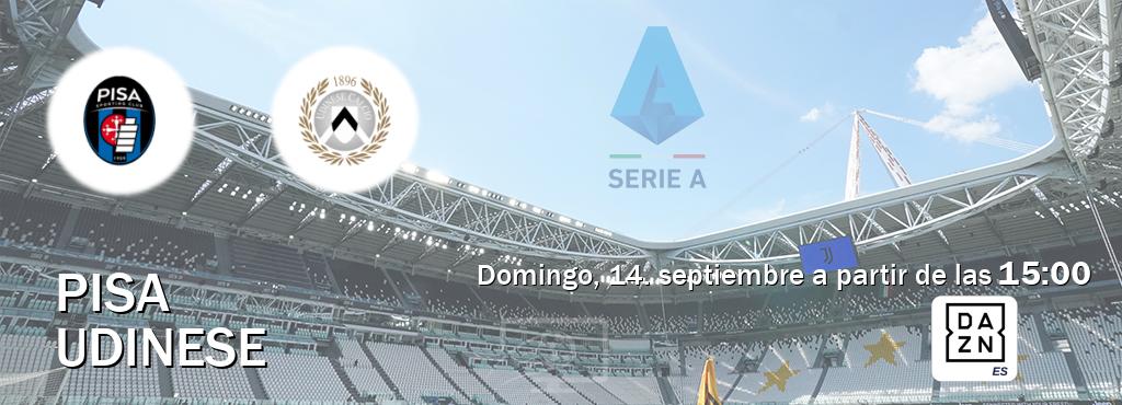 El partido entre Pisa y Udinese será retransmitido por DAZN España (domingo, 14. septiembre a partir de las 15:00). El partido entre Pisa y Udinese será retransmitido por DAZN España (domingo, 14. septiembre a partir de las 15:00).
