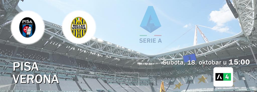 Izravni prijenos utakmice Pisa i Verona pratite uživo na Arena Sport 4 (subota, 18. oktobar u 15:00). Izravni prijenos utakmice Pisa i Verona pratite uživo na Arena Sport 4 (subota, 18. oktobar u 15:00).